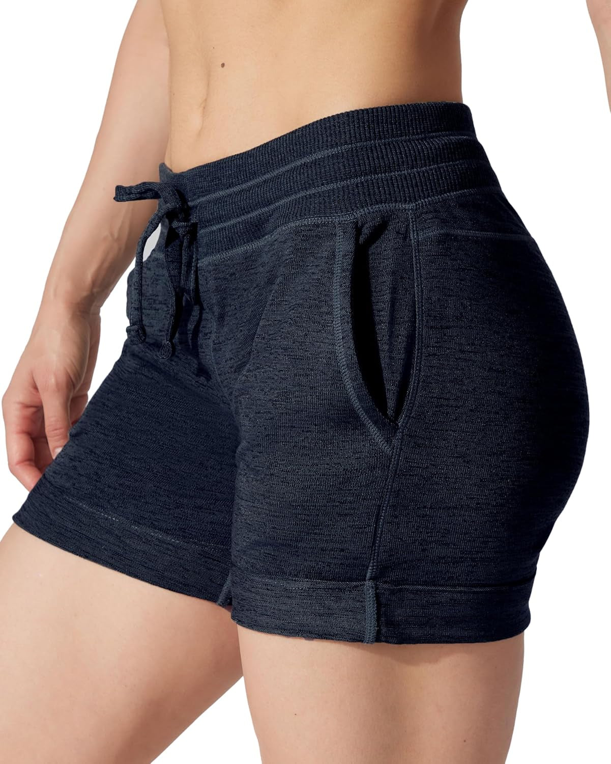Womens Soft Sweat Shorts High Waisted Drawstring Lounge Shorts with Pockets