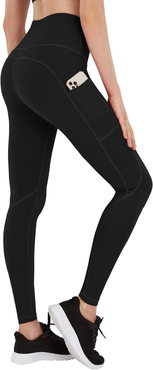 Lifesky Women Yoga Leggings Pants: High Waist Tummy Control 4-Way Stretch Yoga Pants with 3 Pockets for Ladies - Compression Anti-Squat Proof Tights for Workout Gym Running Athletic Exercise Fitness