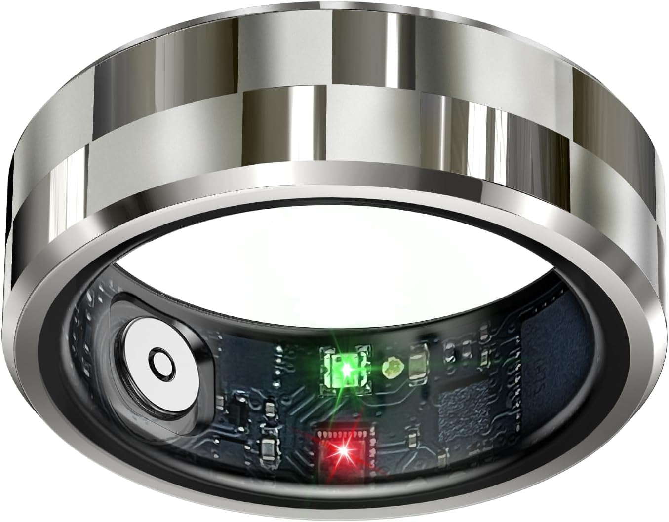 Smart Ring Health Tracker, Sleep Tracker Ring with Heart Rate,Waterproof Fitness Ring for Activity Monitoring/Steps/Distance/Calories,Air Gestures,Up to 7Day Battery,For Ios Android(Stylish Silver#12)