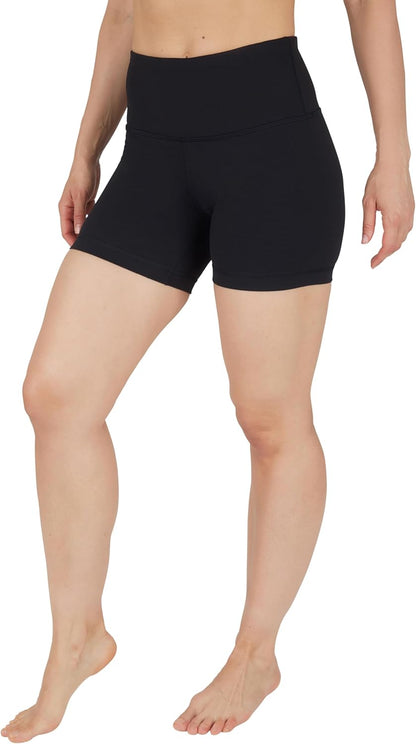 Womens High Waisted Biker Shorts Ribbed Workout Yoga Running Tummy Control Spandex Short