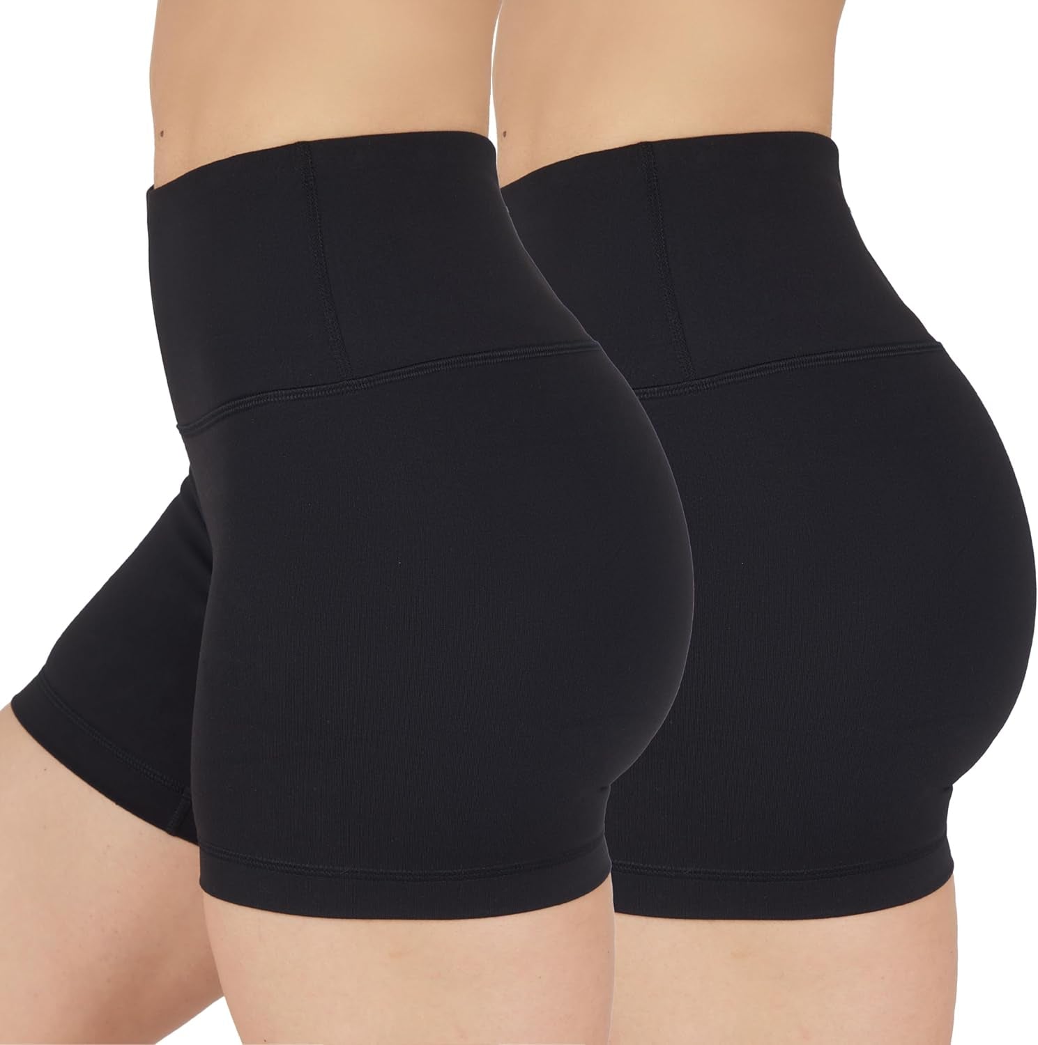 Womens High Waisted Biker Shorts Ribbed Workout Yoga Running Tummy Control Spandex Short