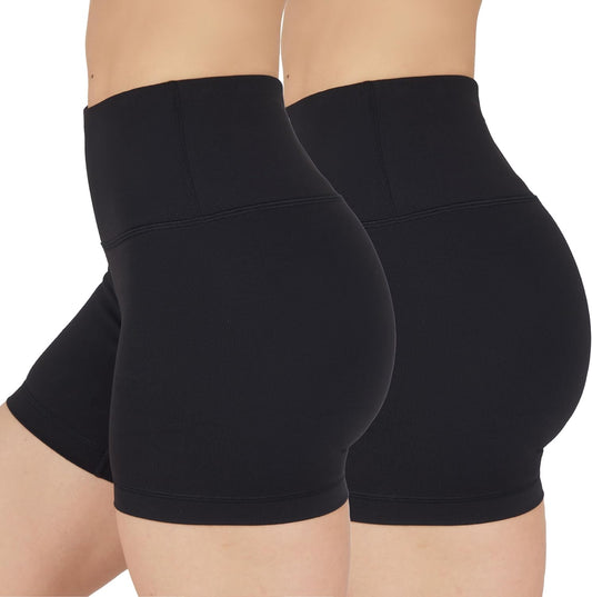 Womens High Waisted Biker Shorts Ribbed Workout Yoga Running Tummy Control Spandex Short